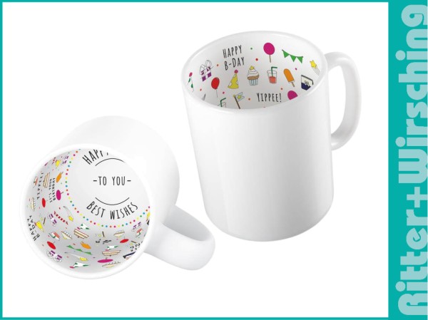 Motto-Tasse "Happy Birthday"