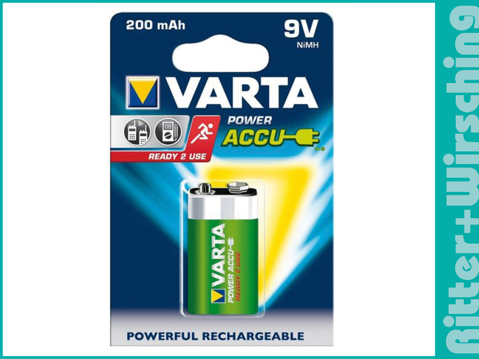 Varta Akku 9 Volt Block 200 mAh Datentr ger Varta Akku 9 Volt Block 200 mAh Datentr ger