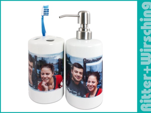 Badezimmer-Set Seifenspender + Zahnbürstenhalter